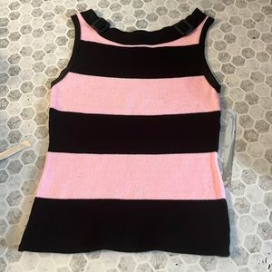 ABSOLUTELY Pink Black Striped Tank Top with Buckle Neckline